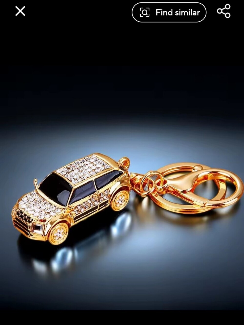 Gold Rhinestone Mini SUV Bag Charm-Keychain